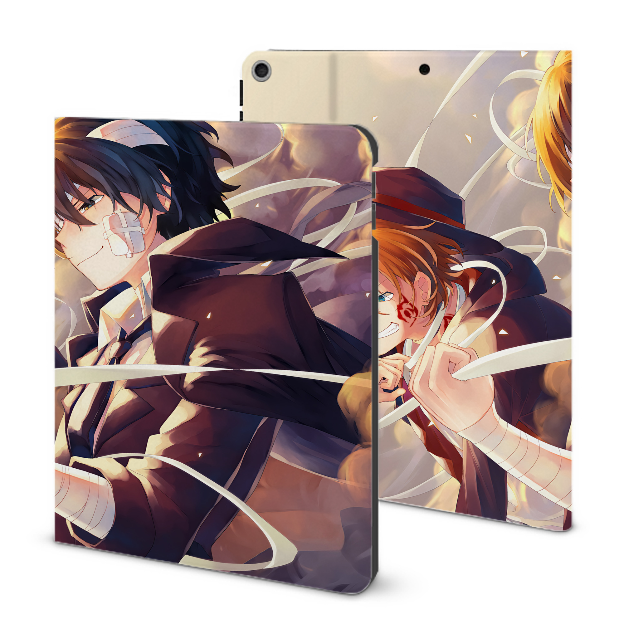 （画像用） 文豪ストレイドッグス Bungo Stray Dogs IPad ケース ブック型 PUレザー TPU 耐衝撃 軽量 薄型 ペン収納なし 全面保護 IPad 各モデル対応